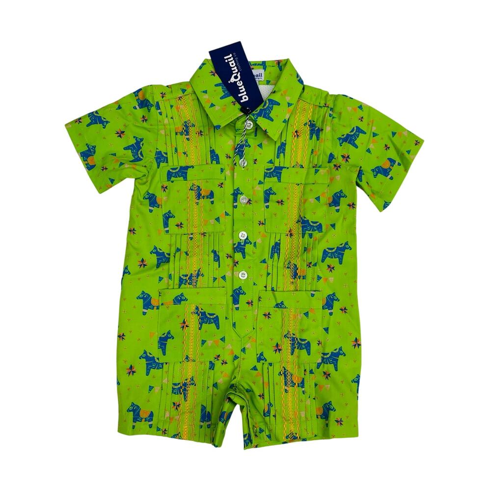 NWT Blue Quail 0-3M Fiesta Guayabera Romper